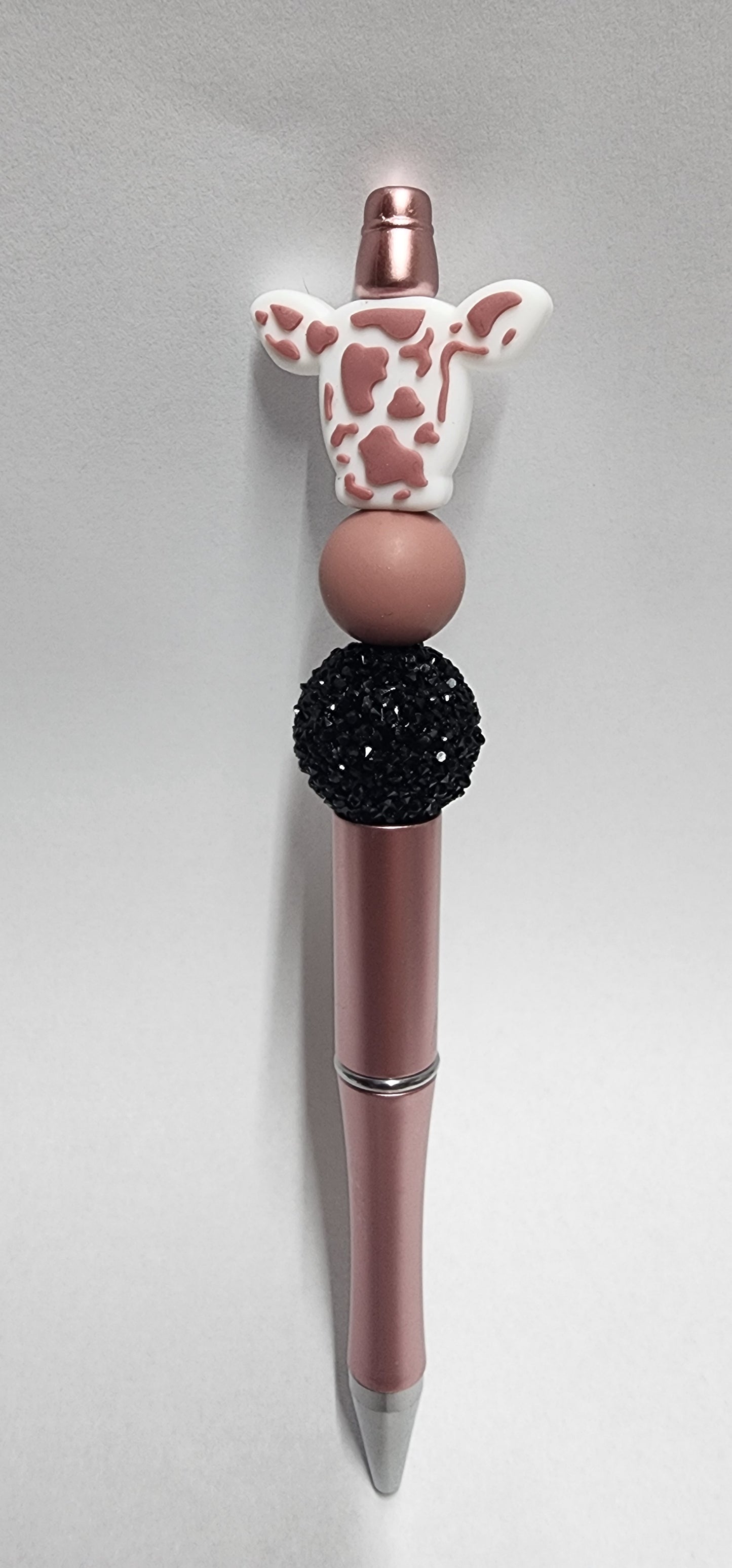 Mauve Cowprint Head Beaded Pen